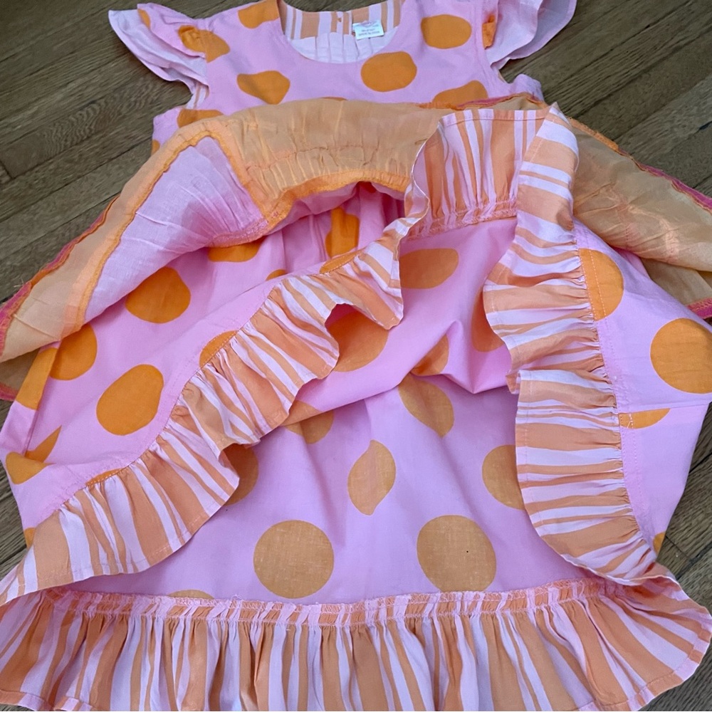 OILILY girls edgy fun dress size 10 haute couture summer euro 116 pink orange - Picture 7 of 8